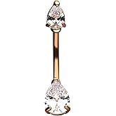 Pierced Owl - Double Gem Teardrop Prong-Set CZ Crystal Belly Button Ring