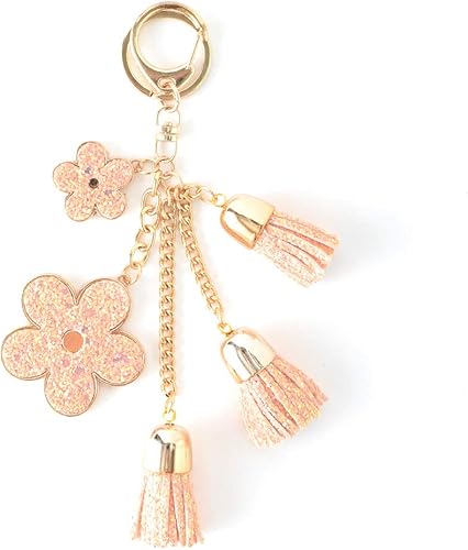 Amazon スパンコールフラワーバックチャーム バッグチャーム 花 デイジー チャーム 大人 キーホルダー タッセル フリンジ バックチャーム バッグアクセ レディース Ypa Vnsa C399 ピンク キーホルダー チェーン