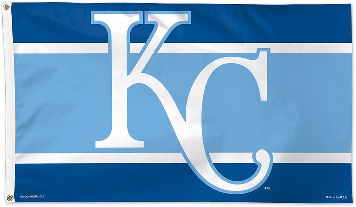Kansas City Royals Flag 3x5 KC Logo Navy Light Blue Deluxe