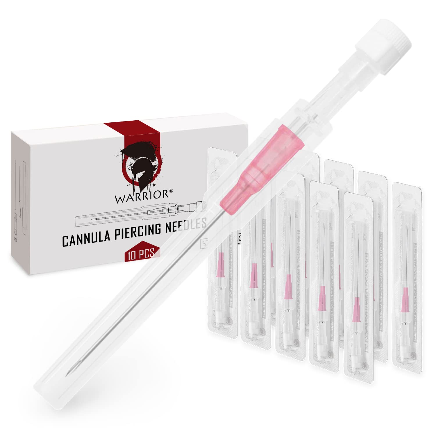 WARRIOR Piercing Needles Catheter for Piercing Body Pre-Steriled Disposable for Ear Nose Belly Navel Nipple Steel (10pc / box, Pink 20G 1,0mm)