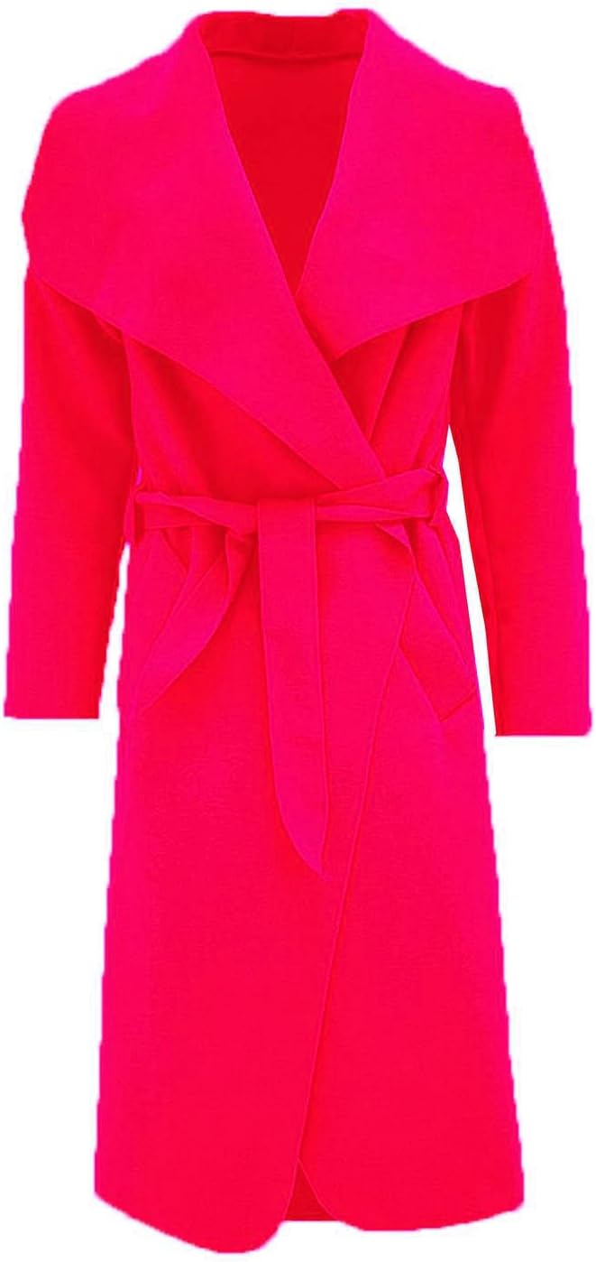 Malaika ® Womens Ladies Waterfall Long Full Sleeves Cape Cardigan Belted Jacket Trench Coat - Available in PLUS SIZES UK 8-20