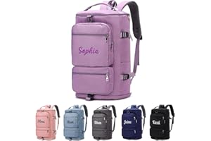 Personalized Sports Duffel Bag, 35L Custom Embroidered Gym Backpack for Men Women, Travel Weekender Bag with Shoe & Laptop Co