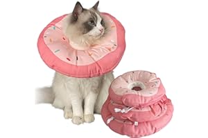KUDES Cat and Small Dog Cone Waterproof, [Unique Design] Cute Donut Cat E Collar with Removable Washable Cover, Adjustable Neck Cone After Surgery Recovery Collar Pillow for Small Pets to Stop Licking