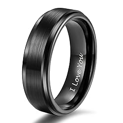 TRUMIUM 6mm Wedding Rings for Men Women I Love You
