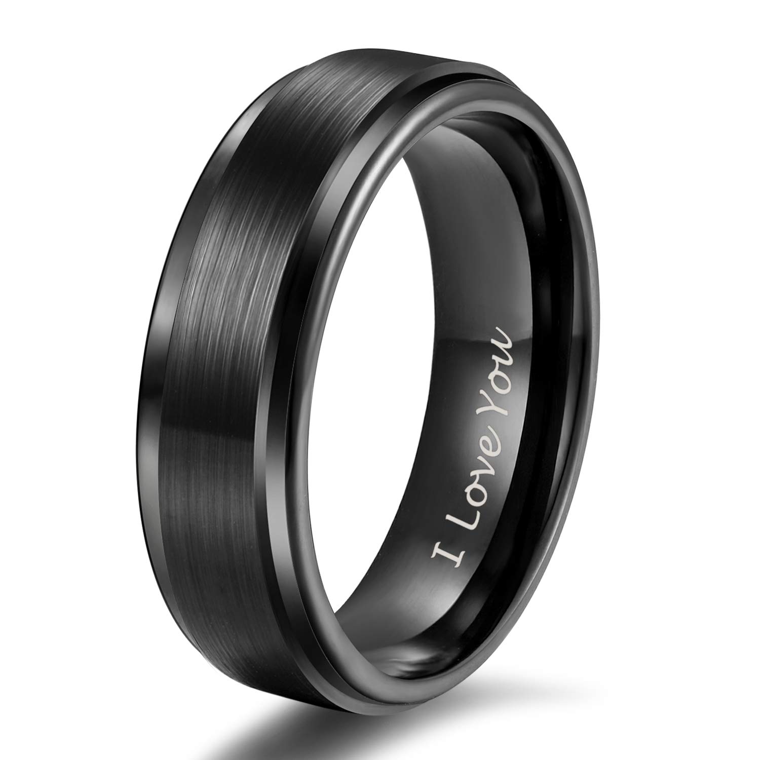 TRUMIUM 6mm Wedding Rings for Men Women I Love You