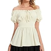 Renaissance Shirt Women Off Shoulder Medieval Pirate Steampunk Tops Peasant Top Vintage Victorian Blouse