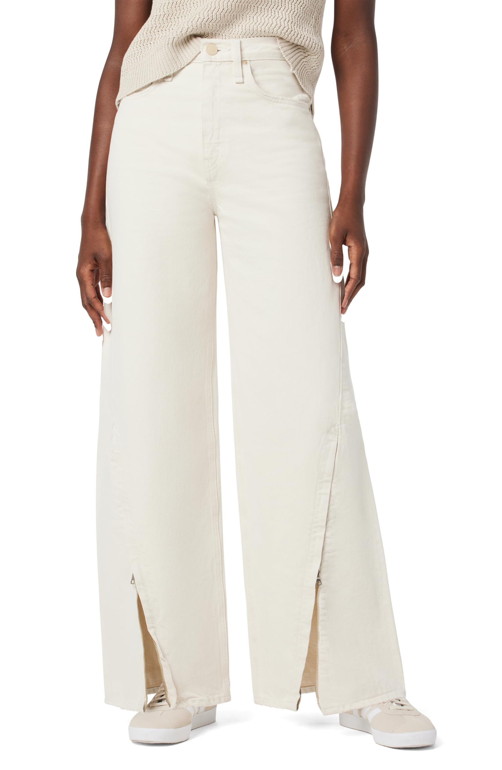 HUDSON Women’s James High Rise Wide Leg Jean, Ecru