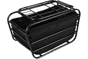 Portable Rear Bike Basket Carrier, Dog Bike Basket with Removable Liner Bag Waterproof Steel Bicycle Basket for Carrying Dogs