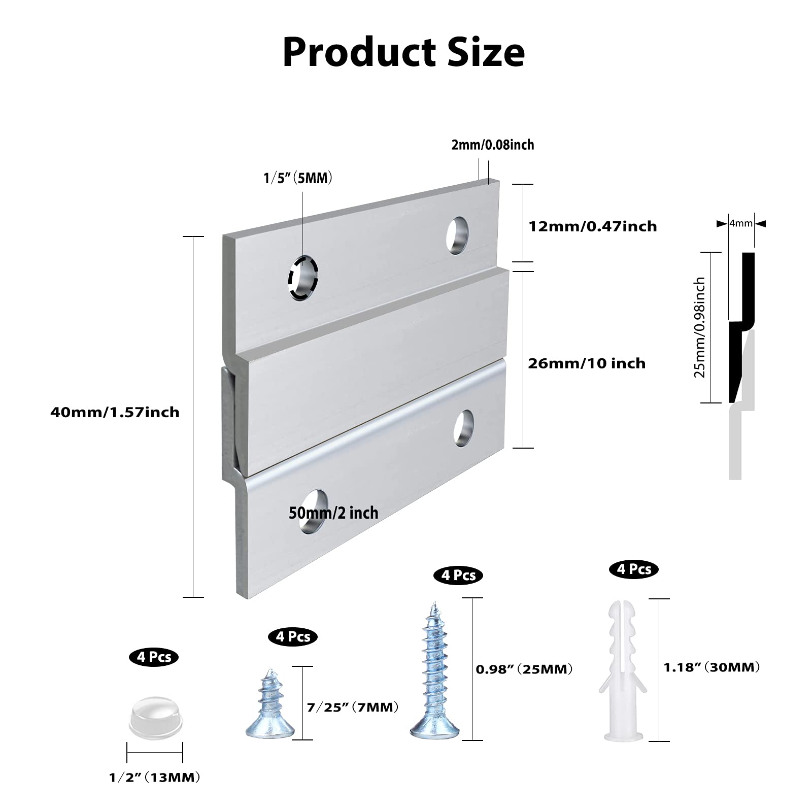 French Cleat Picture Hanger 2 Inches Aluminum Z Hanger Supports 30lbs - Interlocking Wall Mounting Bracket Hardware Kit for Hanging Mirrors, Picture, Shelf, Whiteboard, Art, Frames (2