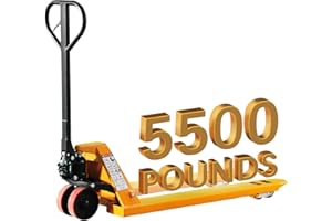 UNISOAR Industrial Duty Pallet Jack Truck with 27" W x 48" L Forks, 5500Lbs. Capacity, Dual PU Wheels, General Purpose Manual Pallet Truck for Warehouse, Manufacturing and Retail