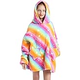 Wearable Blanket Hoodie for Kids 4-12YR Oversized Hooded Blanket Super Soft Comfortable Warm Flannel Gold