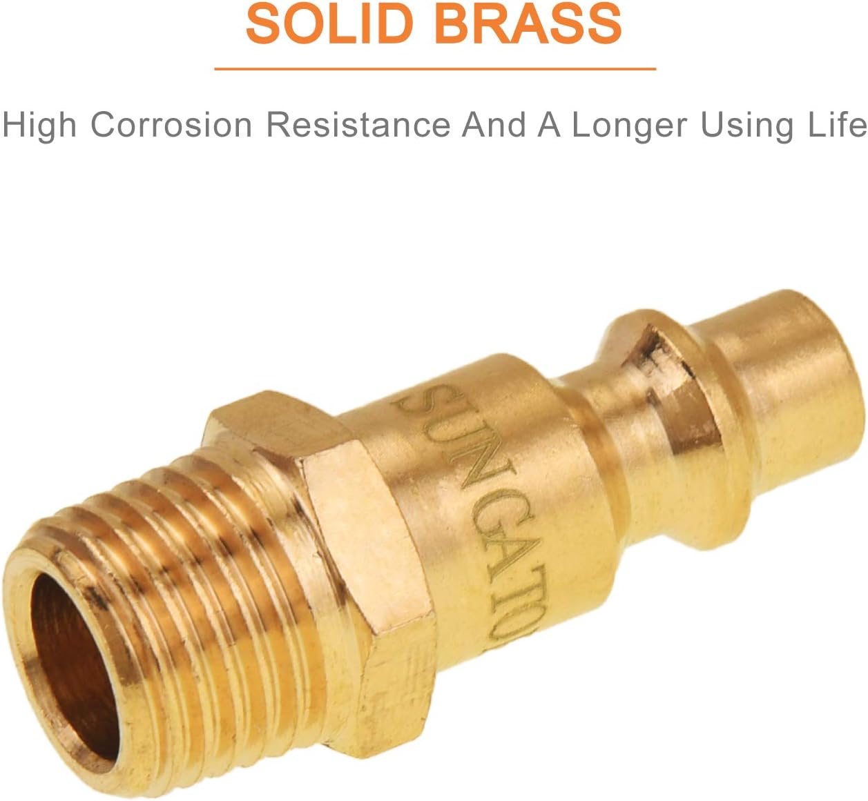 SUNGATOR Air Coupler and Plug Kit, Quick Connect Air Fittings, 1/4 Inch NPT Industrial Brass Air Hose Fitting (8-Piece) - - 