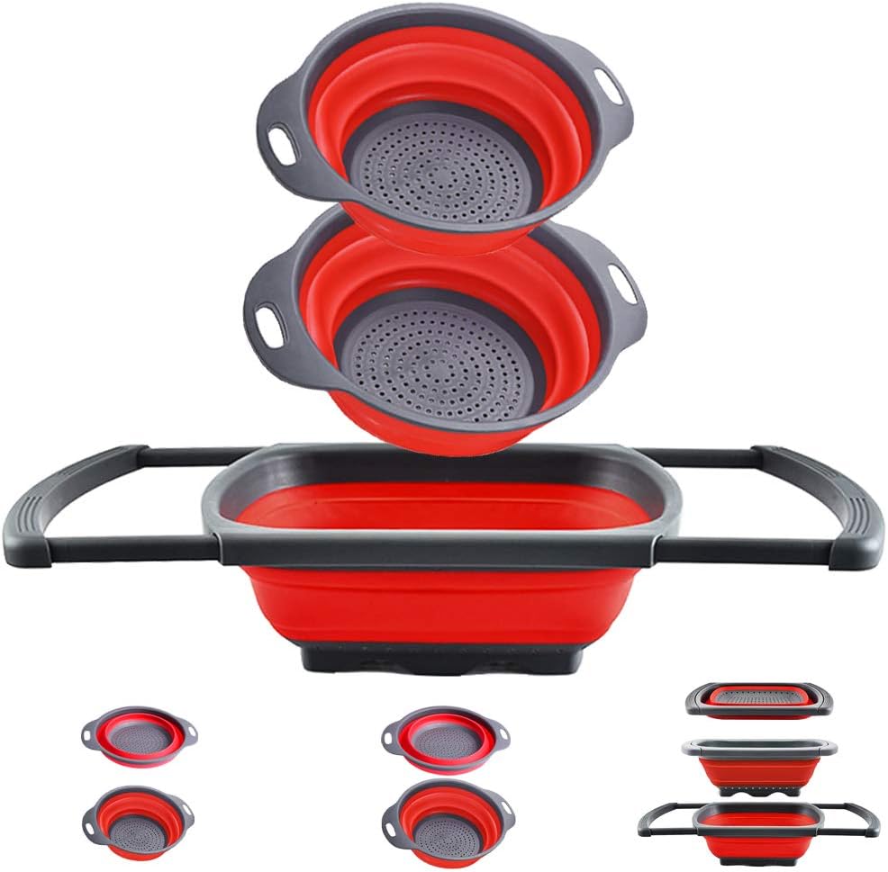 Collapsible Colander Set, 3 Pack Colander with Handles 2Qt