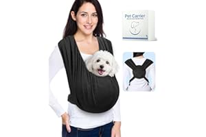VOKVAKTAK Dog Sling Carrier for Small Dogs, Front Pet Sling Carrier Chest, Adjustable Reducing Back Stress Cat Sling for Small Pet up to 20lbs, Hands Free Puppy Sling for Travel or Everyday Use (Black)
