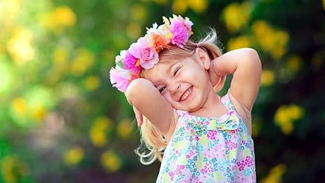 beautiful baby girl with flowers