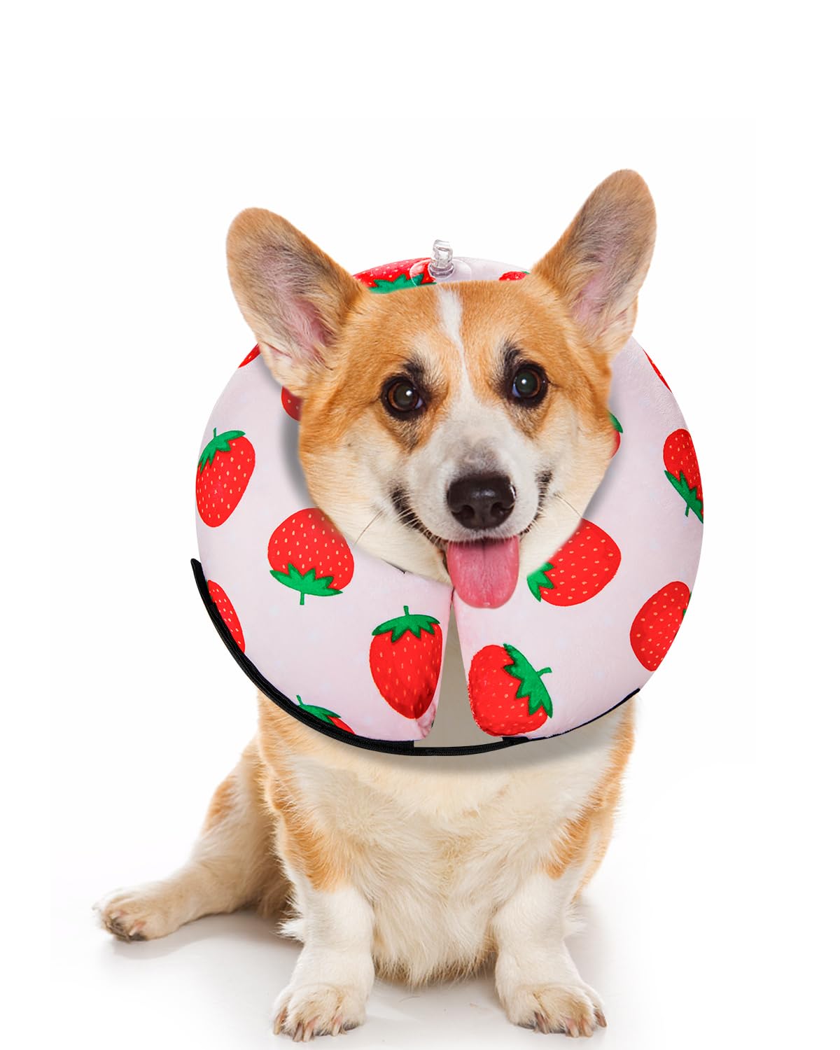 Photo 1 of MIDOG Inflatable Dog Neck Donut Collar Alternative After Surgery, Soft Protective Recovery Cone for Small Medium Large Dogs and Cats Puppies - Alternative E Collar (Strawberry, S)
