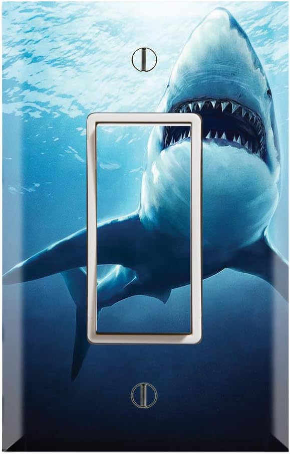 Graphics Wallplates - Great White Shark - Single Rocker/GFCI Outlet Wall Plate Cover