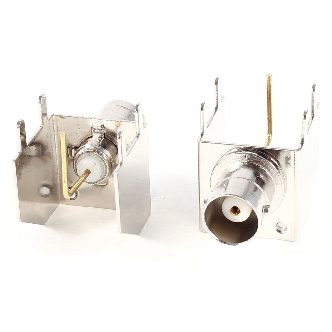sourcing map 2 x BNC Female Jack Right Angle Solder PCB Mount RF Connector Adapter