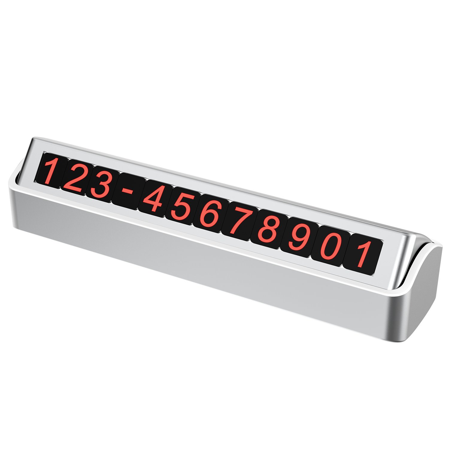 Temporary Parking Phone Card,Reversible Hidden Magnetic Adjustable Phone Number (Silver)