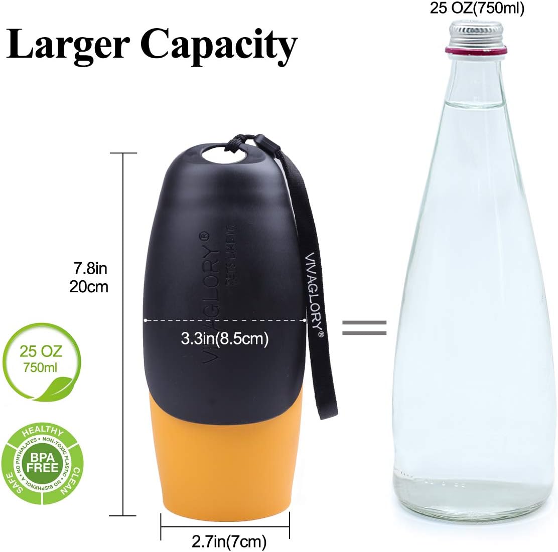 VIVAGLORY Pawhike Dog Water Bottle, Dog Drinking Bottle for Travel & Walking with Strap - Image 4