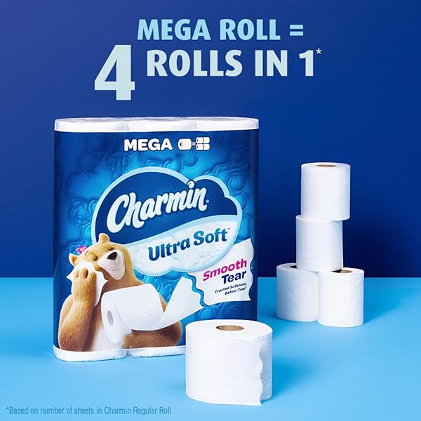 CHARMIN ULTRA SOFT TOILET PAPER 6 MEGA ROLLS, 224 SHEETS PER ROLL, 1.5 POUNDS