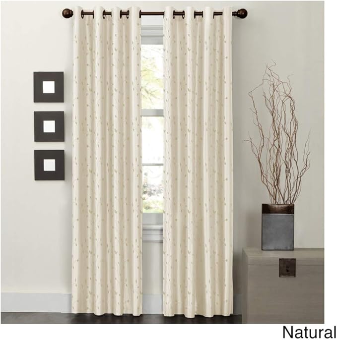 1 pieza 84 pulgadas niñas Natural color bordado cortina solo Panel, Off