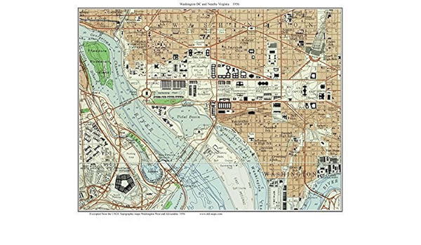 Topographic Map Of Dc Amazon.com: Washington Dc Downtown 1956 Old Topographic Map Usgs Custom  Composite Reprint : Handmade Products