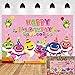 Cartoon Cute Baby Shark Family Photo Background Children Happy Birthday Supplies Pink Ocean Photography Backdrop Baby Shower Party Banner Vinyl 5x3ft Photo Booth Studio Props Candy Table Decoration