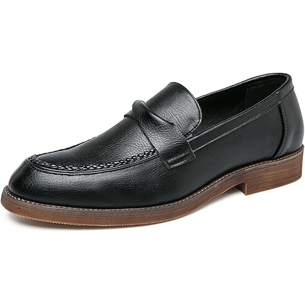 Men's Platform Slip-On Loafers - Genuine Leather Chunky Sole Dress Shoes For Business & Weddings