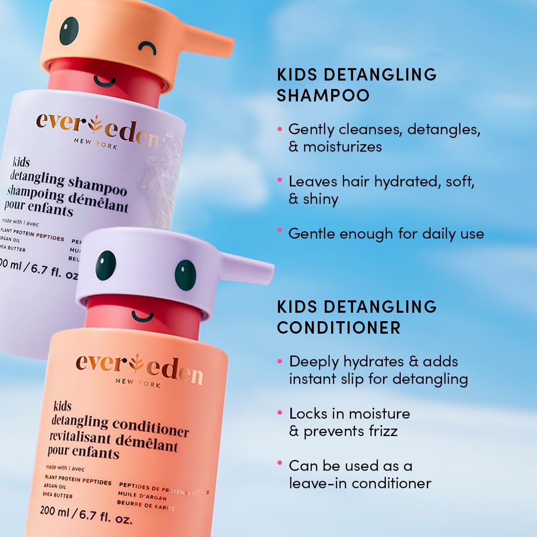 Evereden Kids Shampoo | Tear-Free Detangling Shampoo for Girls with Curly or Straight Hair | Clean, Non-Toxic, and Gentle Haircare | Sulfate-Free, Hypoallergenic, Safe for Daily Use | 6.7 fl oz