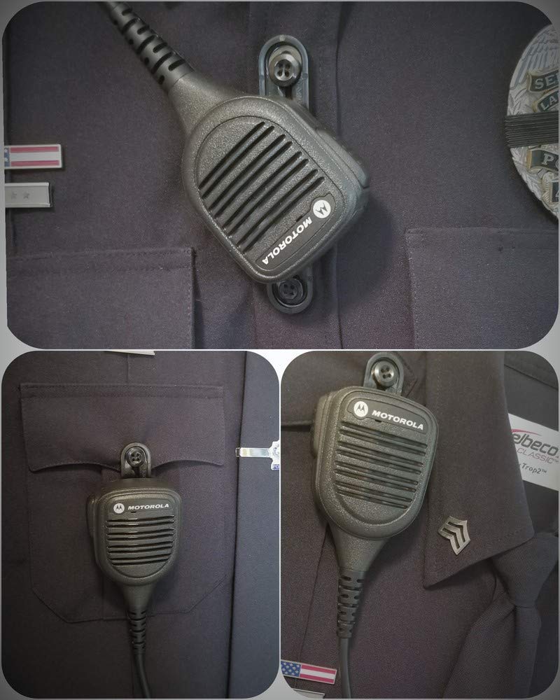 The Police Mic Clip Tactical Portable Radio Mic Clip for Uniforms or Bullet-Proof Vest Carriers | Black