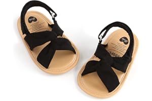 Miamooi Infant Baby Girls Boys Sandals Summer Bowknot Crib Shoes Toddler Pu Leather Flower Soft Rubber Sole Dress Flats First Walker Shoes