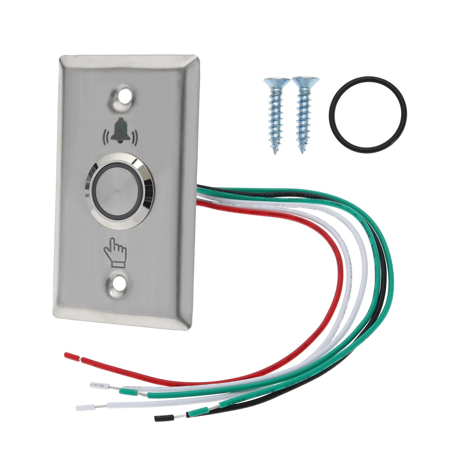 YINETTECH Waterproof Door Bell Lighting Pressure Button Switch with LED NO&NC 304 Stainless Steel Wireless Doorbell 12V Luminous Button LED Flash 87x51mm