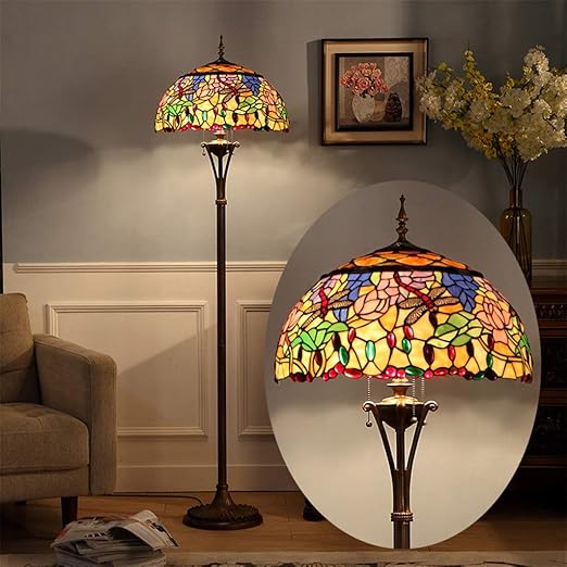 tiffany lampara de pie de 18 pulgadas estilo clasico europea de cristal para casa salon jardin etc