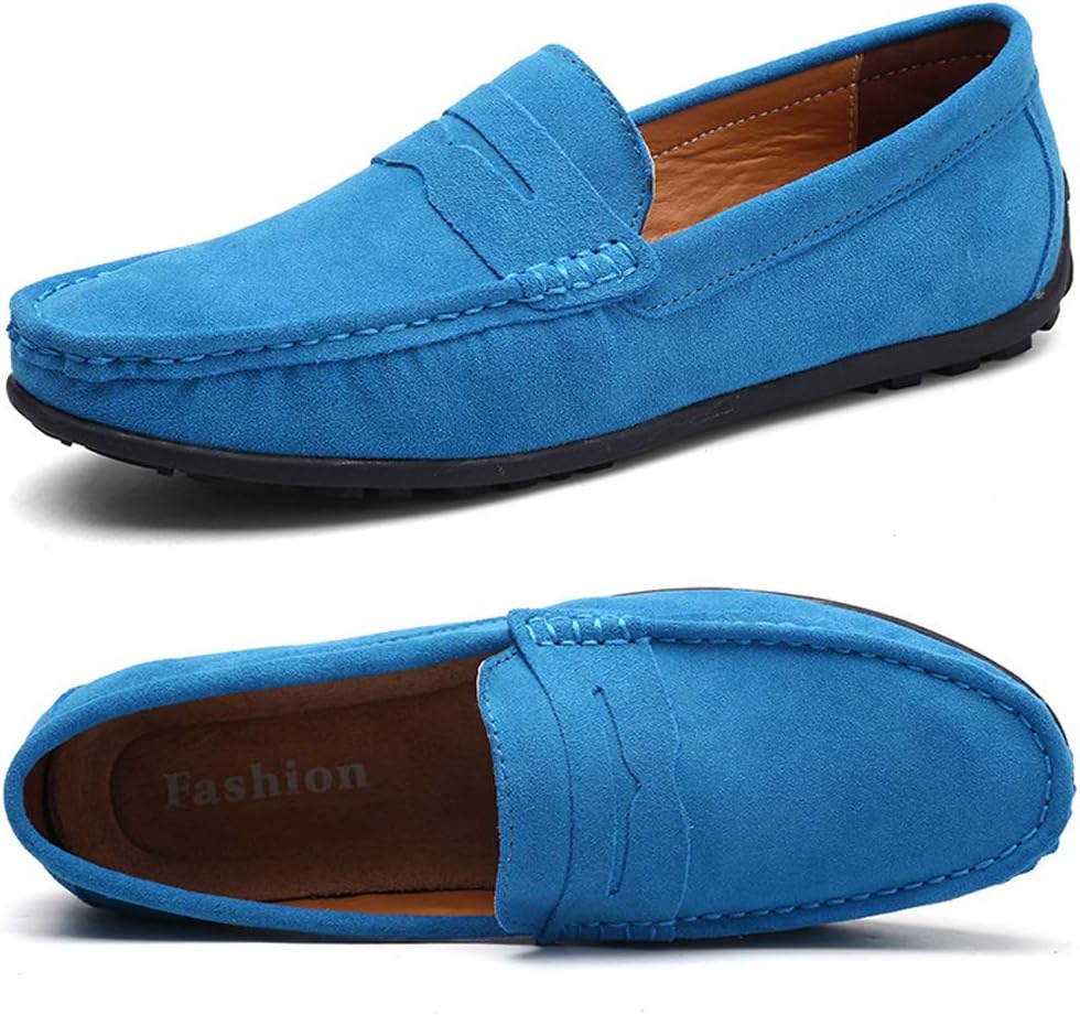 TSIODFO Men's Driving Penny Dress Loafers Suede Leather Driver Moccasins Slip On Shoes