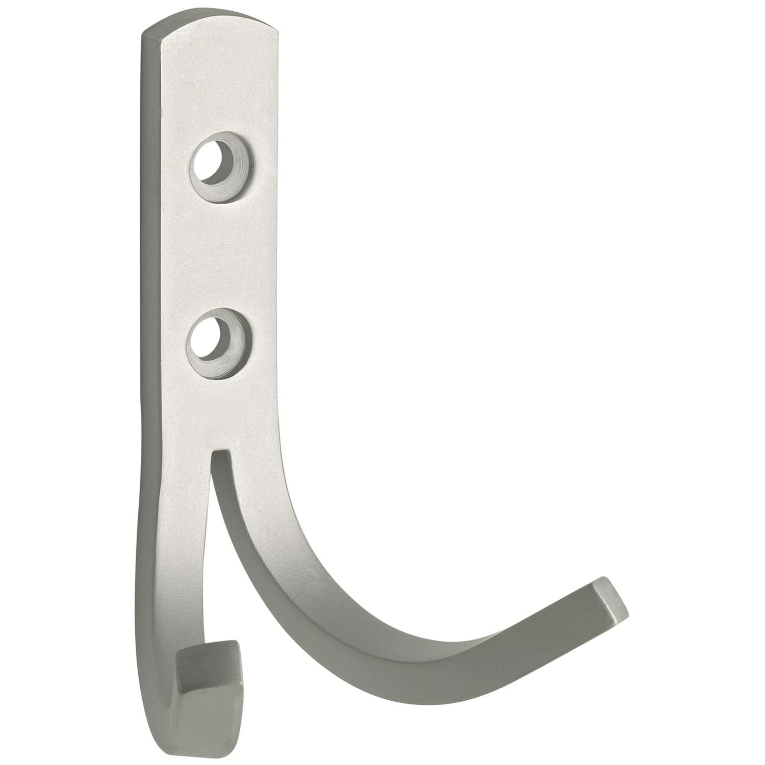 OPO Grimme Cygni 75091147 Coat Hook, Hooks for Hanging (2-Way Coat Hook) Width 55 mm Height 79 mm Natural Anodised Aluminium Silver — image 1