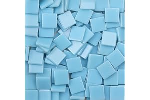 OAKBUD 100pcs/25g Mixed Color Mosaic Tiles Resin Glass Mosaic Glass Pieces for Home Decoration or DIY Crafts, Square, 1x1 cm (Light Blue)