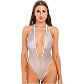 JasmyGirls Sexy One Piece Swimsuit for Women Sheer Mesh Bikini Lingerie High Cut Bodysuit