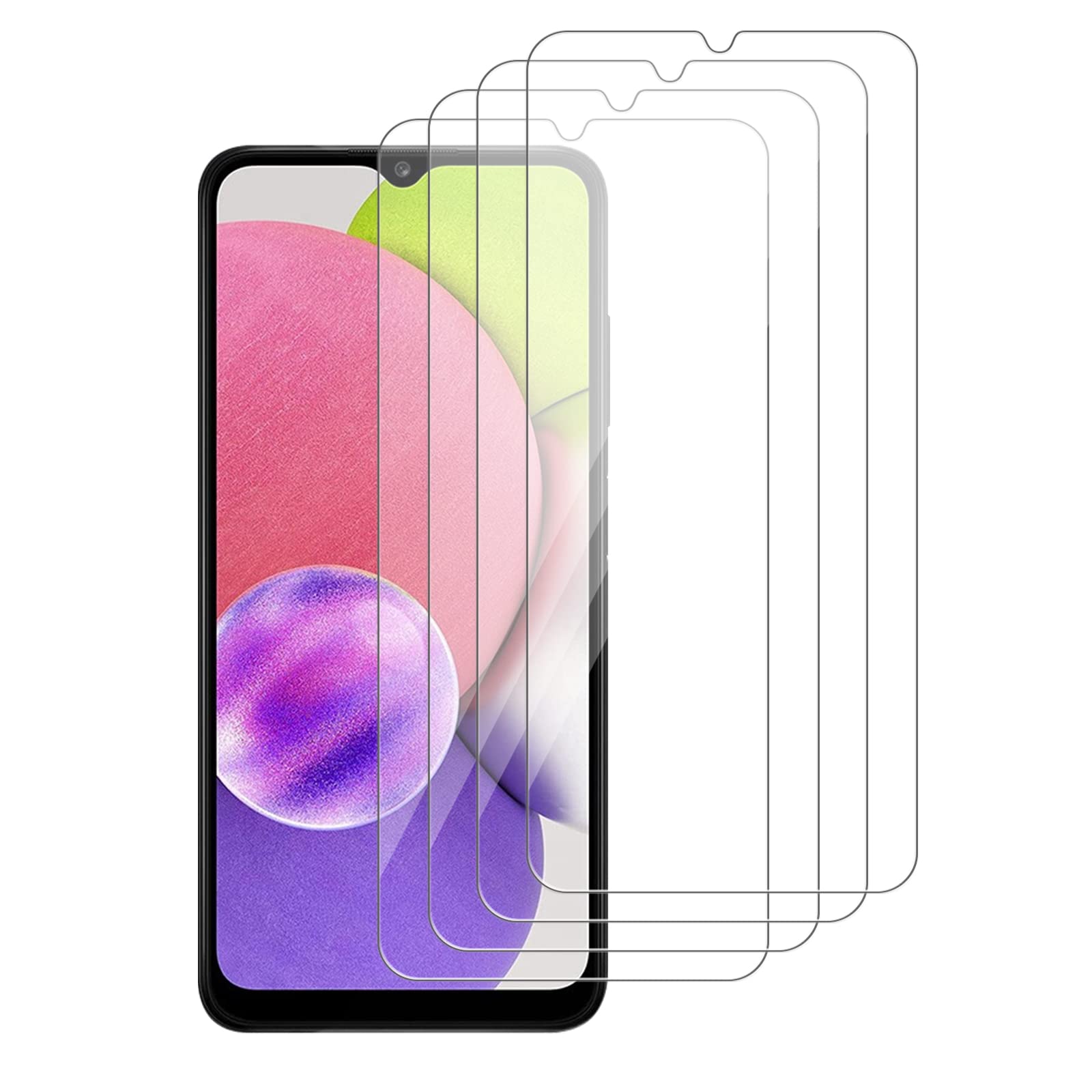 Photo 1 of [4 Pack] iCsapr Glass Screen Protector Compatible for Samsung Galaxy A03s /Galaxy A03 Core /Galaxy A03[9H Hardness]-HD Screen Tempered Glass, Scratch Resistant, Easy Install [Case Friendly][Bubble Free]