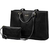 LOVEVOOK Laptop Tote Bag for Women,Work Tote with Wristlet,PU Leather Computer Bag for Teacher,Office, Daily