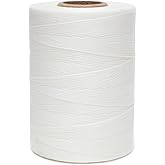 EXKALAFUL Waxed Thread,852Yds 150D 0.8mm Flat Polyester Wax Thread for Hand Sewing Leather Craft DIY Projects Shoes Repair Book Binding(White)