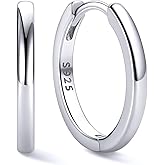 ChicSilver 925 Sterling Silver Huggie Hoop Earrings Small Hoop Earrings for Women Hypoallergenic Silver Huggie Earring Cartilage Earrings for Women (6/8/10/12/14/16/18/20MM)