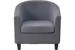 CRFATOP 2 Piece Club Chair Slipcover Stretch Barrel Chair Covers Solid Tub Chair Slipcovers Soft Armchair Covers Removable Furniture Protector Arm Chair Cover for Living Room,37