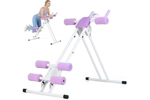 GYMAX Ab Machine, 440LBS Abdominal Workout Equipment with LCD Monitor, Adjustable Incline & Kneed Protection, Folding Compact