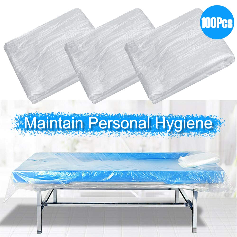 100 Pcs Disposable Bedspread Cover SPA Massage Treatment Table Sheets Transparent Beauty Bed Waterproof Film Couch : Beauty
