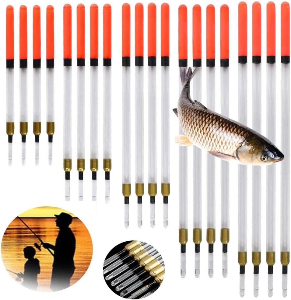 Lanfly Fishing Floats 20Pcs 5 Sizes Coarse Transparent Waggler Kit