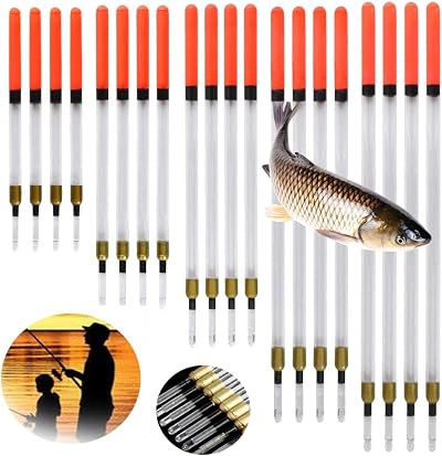 Lanfly Fishing Floats 20Pcs 5 Sizes Coarse Transparent Waggler Kit