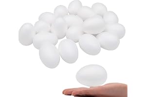 Crafare 40 Pack 2.75 Inch White Craft Foam Eggs Smooth for Easter Christmas Halloween Holiday Crafts Making Handmade DIY Painting School Projects