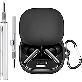 Case Cover Compatible with Soundcore Liberty 4 Pro by Anker, Soft Silicone Liberty 4 Pro Earbuds Protective Case with Cleaner Kit with Carabiner Keychain Accessories (Black)