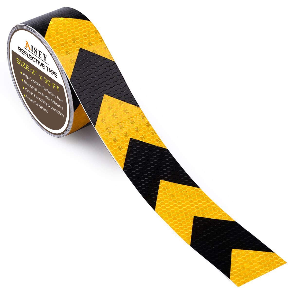 2" X 30ft Reflective Safety Hazard Warning Tape Waterproof Yellow Black